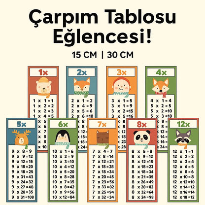 Hayvanlı Çarpım Tablosu Sticker Seti (15 cm ve 30 cm Seçenekli) Sticker Master