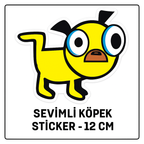 Sticker Master Sevimli Köpek Sticker - Laptop, Defter, Araba, Kask İçin Dayanıklı Etiket - 12 Cm
