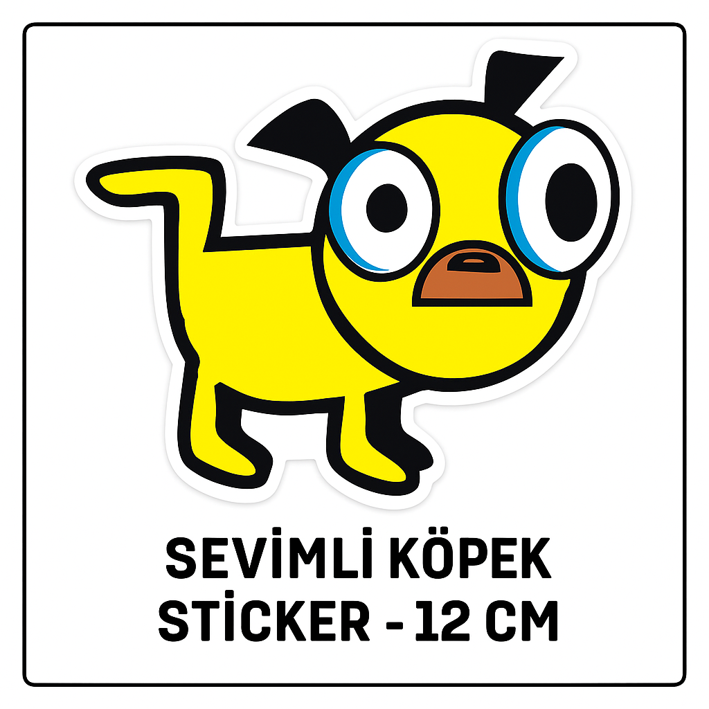 Sticker Master Sevimli Köpek Sticker - Laptop, Defter, Araba, Kask İçin Dayanıklı Etiket - 12 Cm
