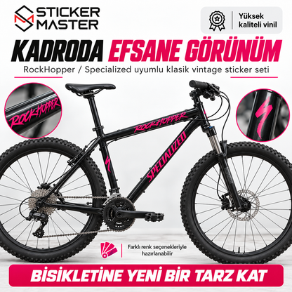 RockHopper Specialized uyumlu bisiklet kadro sticker uygulama görünümü