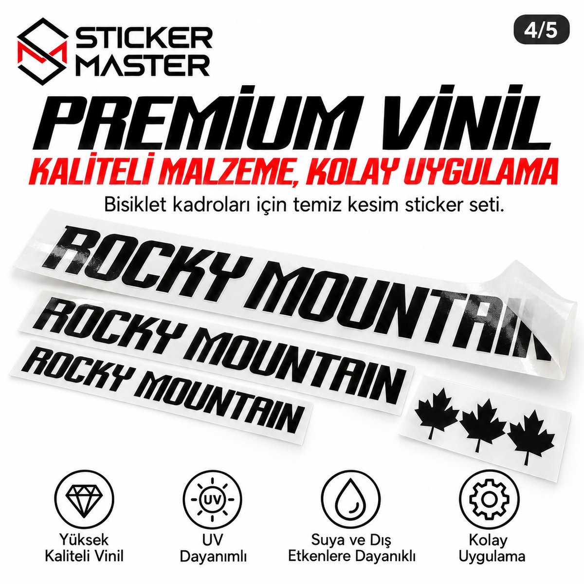 Rocky Mountain uyumlu premium vinil sticker seti özellikleri