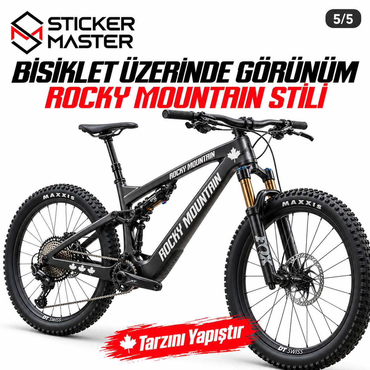 Rocky Mountain uyumlu bisiklet kadro sticker uygulama görünümü