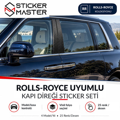Rolls-Royce B sütunu sticker seti ana ürün, karbon desenli temsili araç uygulaması