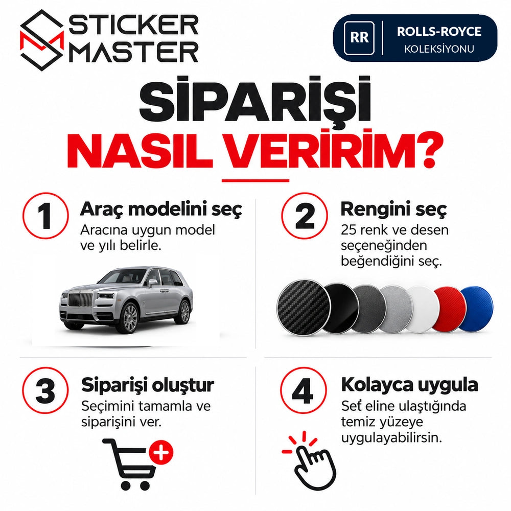 Rolls-Royce kapı direği sticker model yılı ve renk seçimi sipariş rehberi
