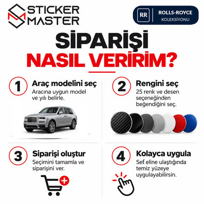 Rolls-Royce kapı direği sticker model yılı ve renk seçimi sipariş rehberi