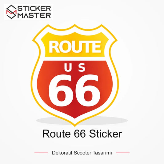 Vespa Uyumlu ROU1 Route 66 Sticker VSP616 ana ürün görseli - Sticker Master