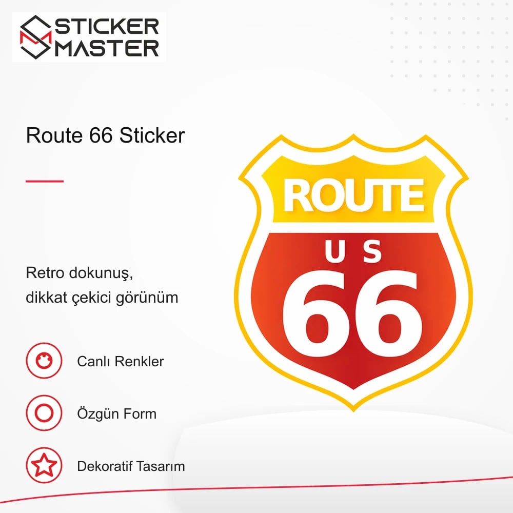 Vespa Uyumlu ROU1 Route 66 Sticker VSP616 retro tasarım ve kullanım özellikleri - Sticker Master