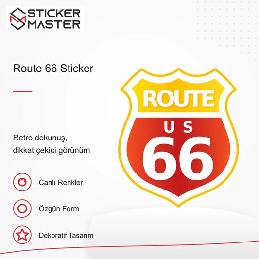 Vespa Uyumlu ROU1 Route 66 Sticker VSP616 retro tasarım ve kullanım özellikleri - Sticker Master