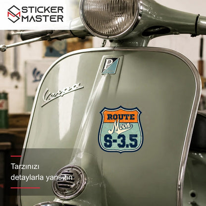 Vespa Uyumlu ROU10 Route Moon S3.5 Sticker VSP1158 scooter üzerinde uygulama örneği - Sticker Master