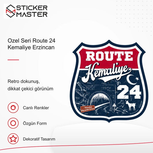 Vespa Uyumlu ROU100 Ozel Seri Route 24 Kemaliye Erzincan Sticker retro tasarım ve kullanım özellikleri - Sticker Master