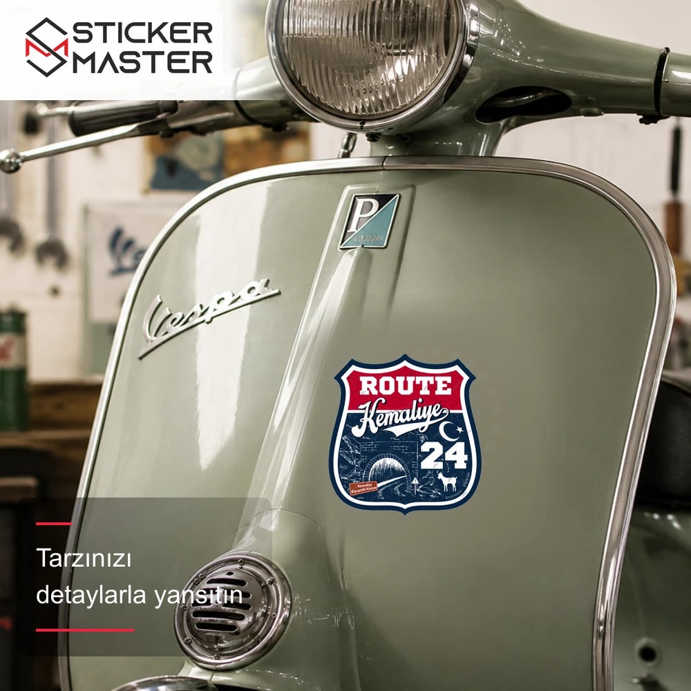 Vespa Uyumlu ROU100 Ozel Seri Route 24 Kemaliye Erzincan Sticker scooter üzerinde uygulama örneği - Sticker Master