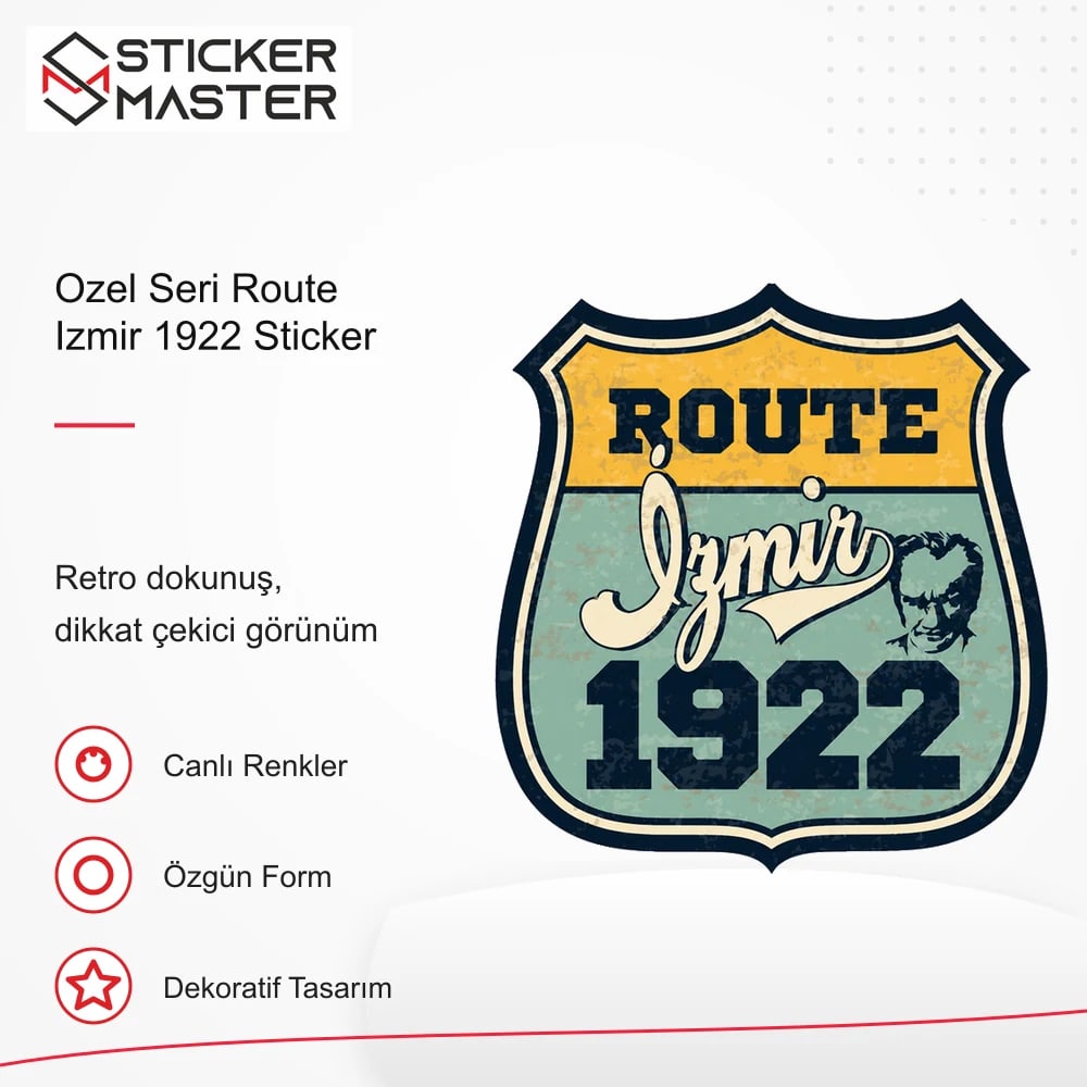 Vespa Uyumlu ROU11 Ozel Seri Route Izmir 1922 Sticker VSP1159 retro tasarım ve kullanım özellikleri - Sticker Master