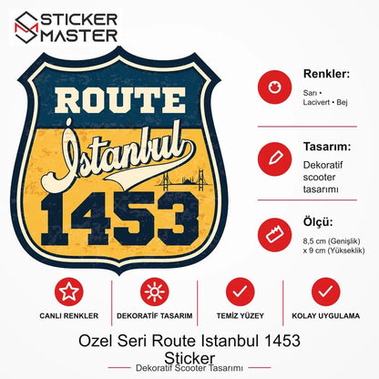 Vespa Uyumlu ROU12 Ozel Seri Route Istanbul 1453 Sticker VSP1160 ölçü, renk ve ürün bilgisi - 8,5 cm (Genişlik) x 9 cm (Yükseklik) - Sticker Master