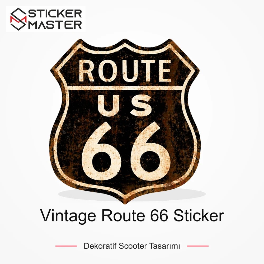Vespa Uyumlu ROU2 Vintage Route 66 Sticker VSP617 ana ürün görseli - Sticker Master