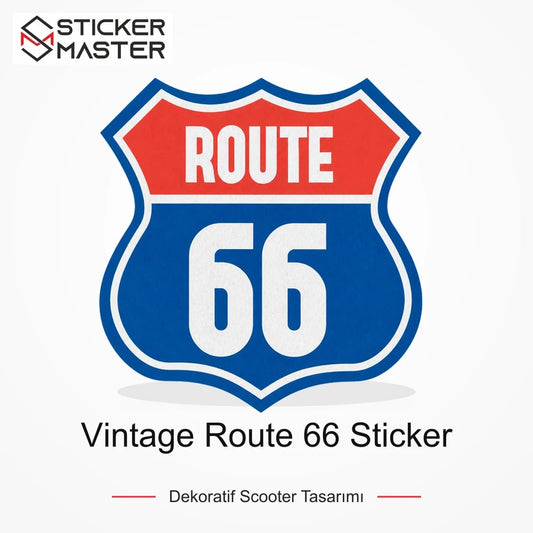 Vespa Uyumlu ROU4 Vintage Route 66 Sticker VSP618 ana ürün görseli - Sticker Master