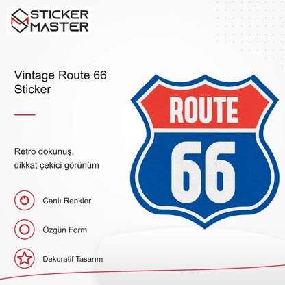 Vespa Uyumlu ROU4 Vintage Route 66 Sticker VSP618 retro tasarım ve kullanım özellikleri - Sticker Master