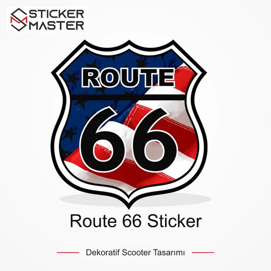 Vespa Uyumlu ROU5 Route 66 Sticker VSP619 ana ürün görseli - Sticker Master