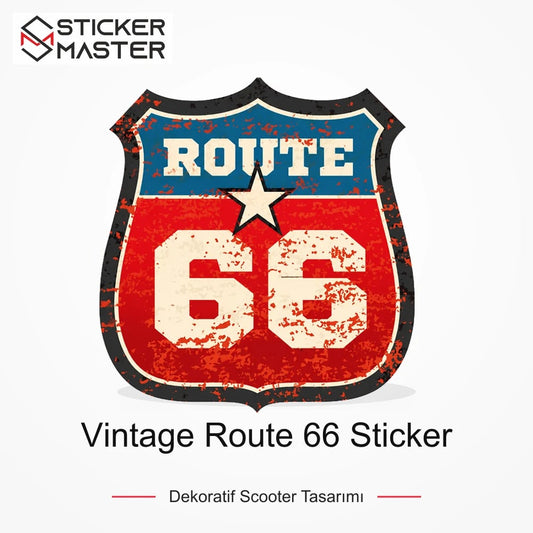 Vespa Uyumlu ROU8 Vintage Route 66 Sticker VSP1020 ana ürün görseli - Sticker Master