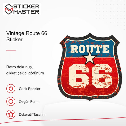 Vespa Uyumlu ROU8 Vintage Route 66 Sticker VSP1020 retro tasarım ve kullanım özellikleri - Sticker Master