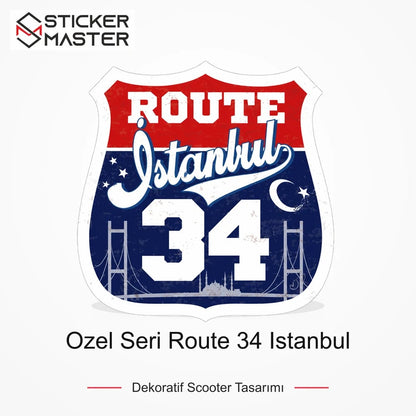 Vespa Uyumlu ROU97 Ozel Seri Route 34 Istanbul Sticker VSP1623 ana ürün görseli - Sticker Master