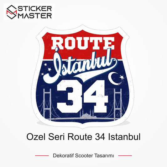 Vespa Uyumlu ROU97 Ozel Seri Route 34 Istanbul Sticker VSP1623 ana ürün görseli - Sticker Master