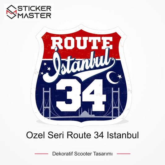 Vespa Uyumlu ROU97 Ozel Seri Route 34 Istanbul Sticker VSP1627 ana ürün görseli - Sticker Master