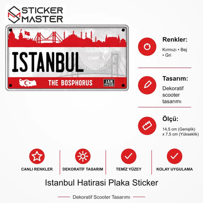 Vespa Uyumlu ROU99 Istanbul Hatirasi Plaka Sticker VSP1624 ölçü, renk ve ürün bilgisi - 14,5 cm (Genişlik) x 7,5 cm (Yükseklik) - Sticker Master