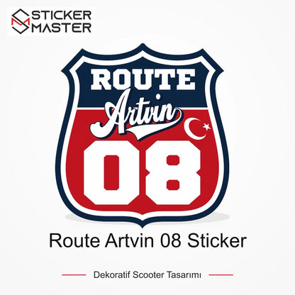 Vespa Uyumlu ROUP20 Route Artvin 08 Sticker VSP1477 ana ürün görseli - Sticker Master