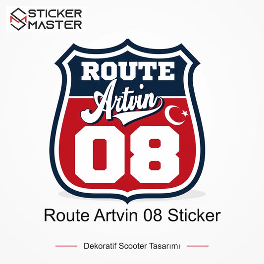 Vespa Uyumlu ROUP20 Route Artvin 08 Sticker VSP1477 ana ürün görseli - Sticker Master