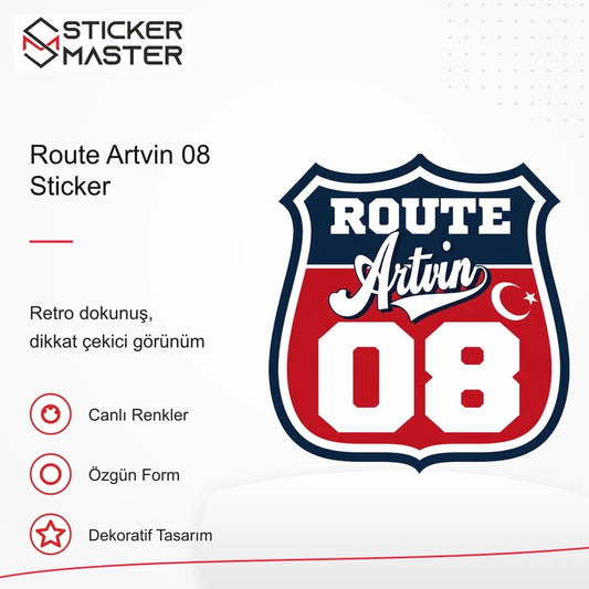 Vespa Uyumlu ROUP20 Route Artvin 08 Sticker VSP1477 retro tasarım ve kullanım özellikleri - Sticker Master