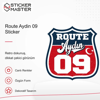 Vespa Uyumlu ROUP21 Route Aydin 09 Sticker VSP1478 retro tasarım ve kullanım özellikleri - Sticker Master