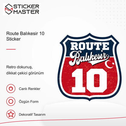 Vespa Uyumlu ROUP22 Route Balıkesir 10 Sticker VSP1479 retro tasarım ve kullanım özellikleri - Sticker Master
