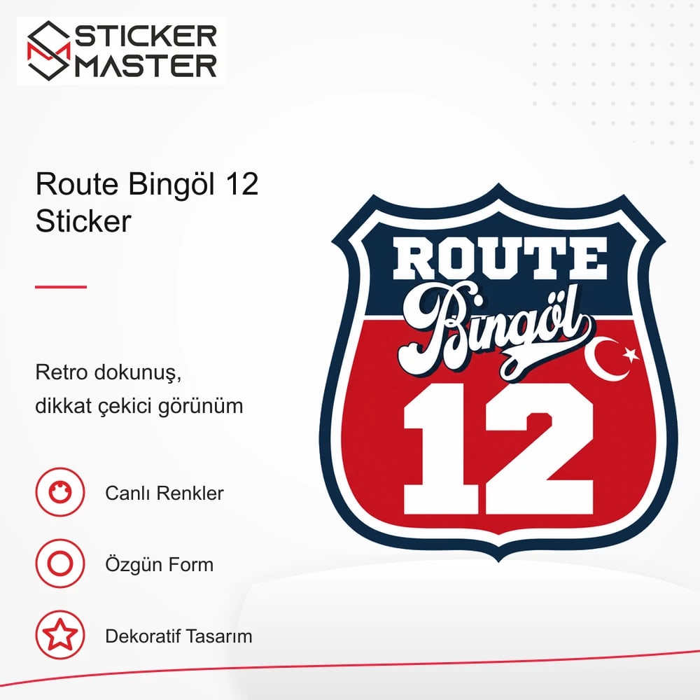 Vespa Uyumlu ROUP24 Route Bingöl 12 Sticker VSP1481 retro tasarım ve kullanım özellikleri - Sticker Master