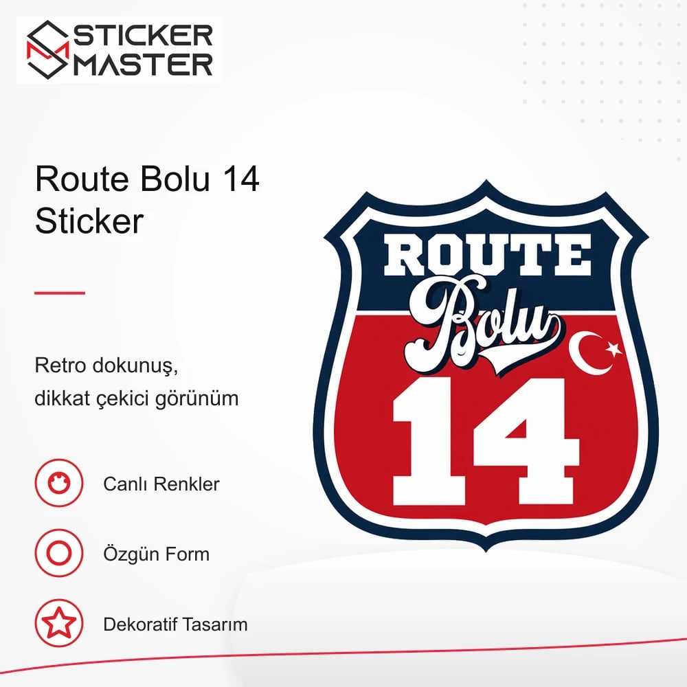 Vespa Uyumlu ROUP26 Route Bolu 14 Sticker VSP1483 retro tasarım ve kullanım özellikleri - Sticker Master