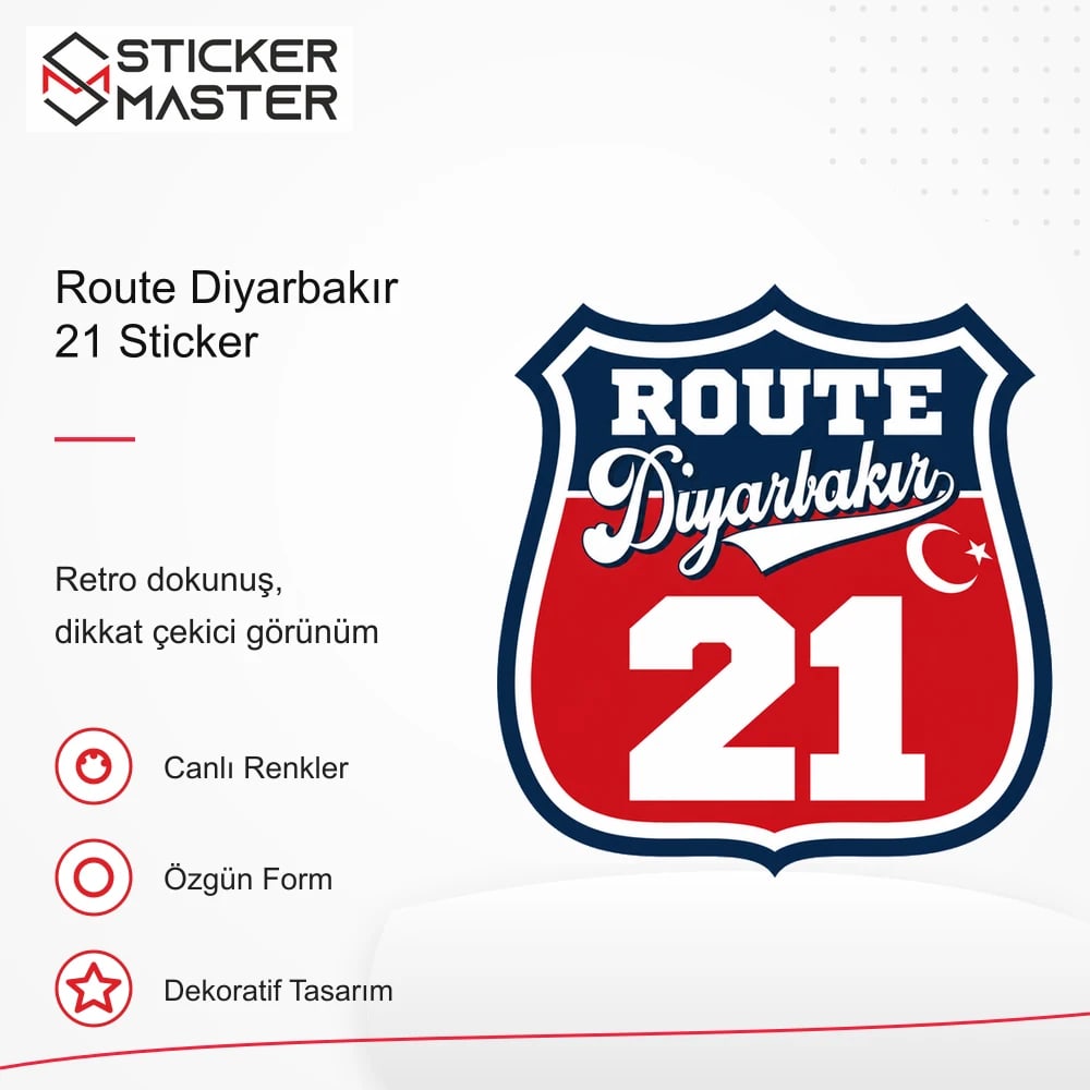 Vespa Uyumlu ROUP33 Route Diyarbakır 21 Sticker VSP1490 retro tasarım ve kullanım özellikleri - Sticker Master