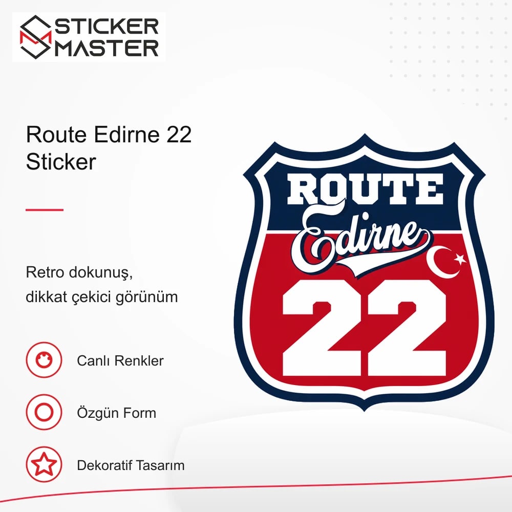 Vespa Uyumlu ROUP34 Route Edirne 22 Sticker VSP1491 retro tasarım ve kullanım özellikleri - Sticker Master