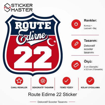 Vespa Uyumlu ROUP34 Route Edirne 22 Sticker VSP1491 ölçü, renk ve ürün bilgisi - 5 cm (Genişlik) x 5,5 cm (Yükseklik) - Sticker Master