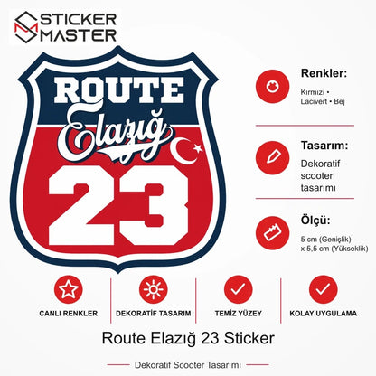 Vespa Uyumlu ROUP35 Route Elazığ 23 Sticker VSP1492 ölçü, renk ve ürün bilgisi - 5 cm (Genişlik) x 5,5 cm (Yükseklik) - Sticker Master