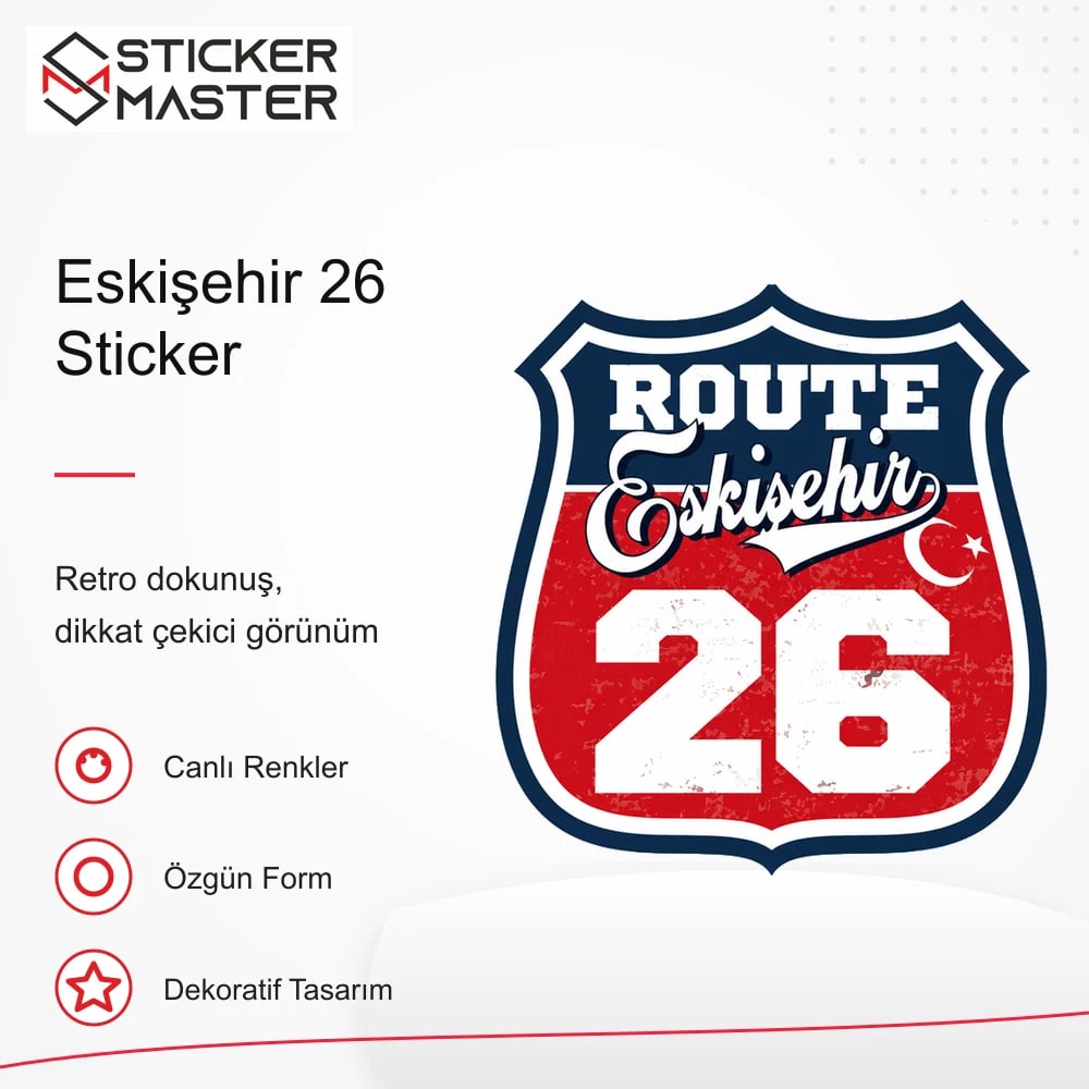 Vespa Uyumlu ROUP38 Eskişehir 26 Sticker VSP1495 retro tasarım ve kullanım özellikleri - Sticker Master