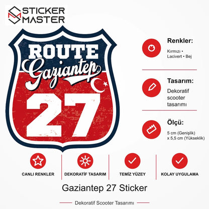 Vespa Uyumlu ROUP39 Gaziantep 27 Sticker VSP1496 ölçü, renk ve ürün bilgisi - 5 cm (Genişlik) x 5,5 cm (Yükseklik) - Sticker Master