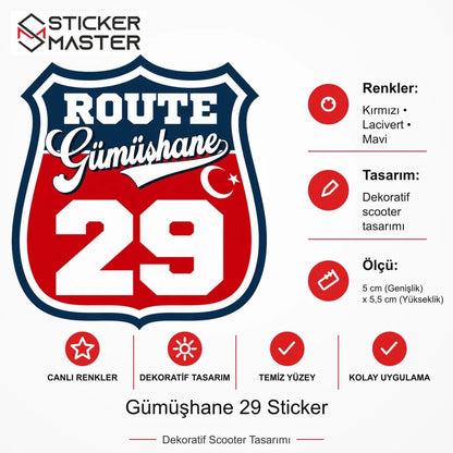 Vespa Uyumlu ROUP41 Gümüşhane 29 Sticker VSP1498 ölçü, renk ve ürün bilgisi - 5 cm (Genişlik) x 5,5 cm (Yükseklik) - Sticker Master