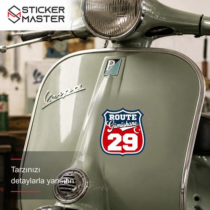 Vespa Uyumlu ROUP41 Gümüşhane 29 Sticker VSP1498 scooter üzerinde uygulama örneği - Sticker Master