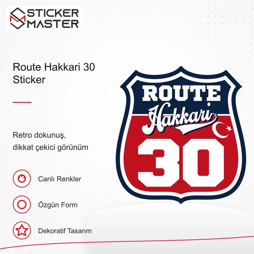 Vespa Uyumlu ROUP42 Route Hakkari 30 Sticker VSP1499 retro tasarım ve kullanım özellikleri - Sticker Master