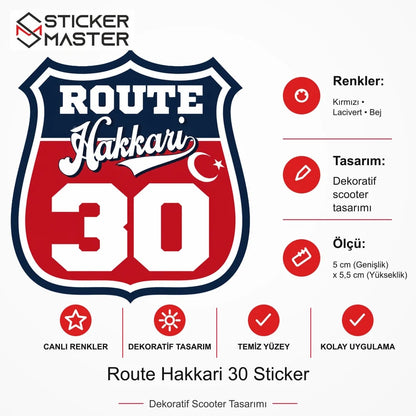 Vespa Uyumlu ROUP42 Route Hakkari 30 Sticker VSP1499 ölçü, renk ve ürün bilgisi - 5 cm (Genişlik) x 5,5 cm (Yükseklik) - Sticker Master