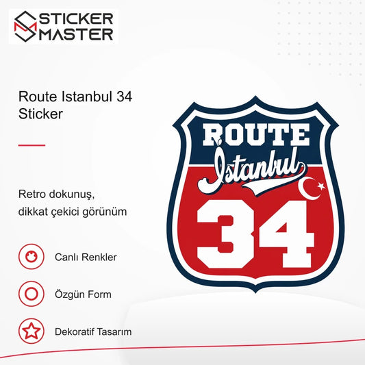 Vespa Uyumlu ROUP46 Route Istanbul 34 Sticker VSP1503 retro tasarım ve kullanım özellikleri - Sticker Master
