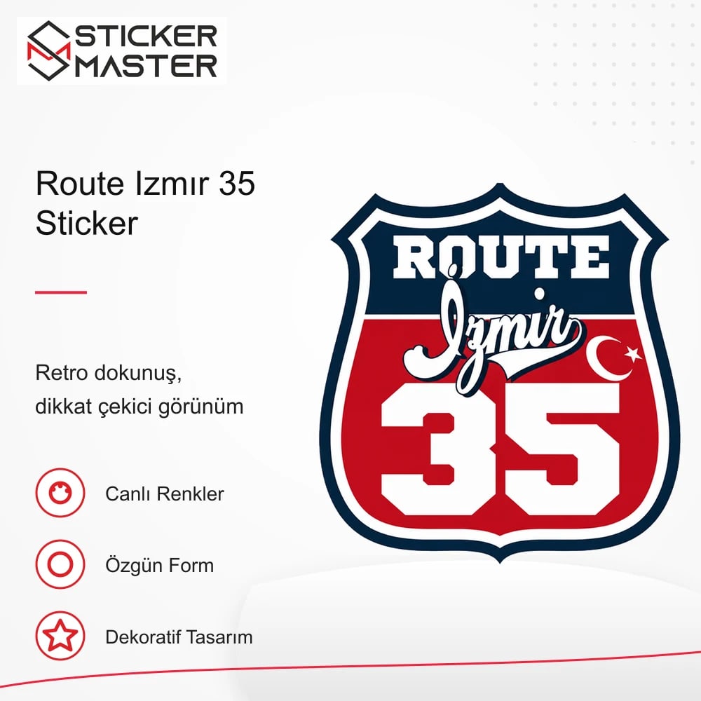 Vespa Uyumlu ROUP47 Route Izmır 35 Sticker VSP1504 retro tasarım ve kullanım özellikleri - Sticker Master