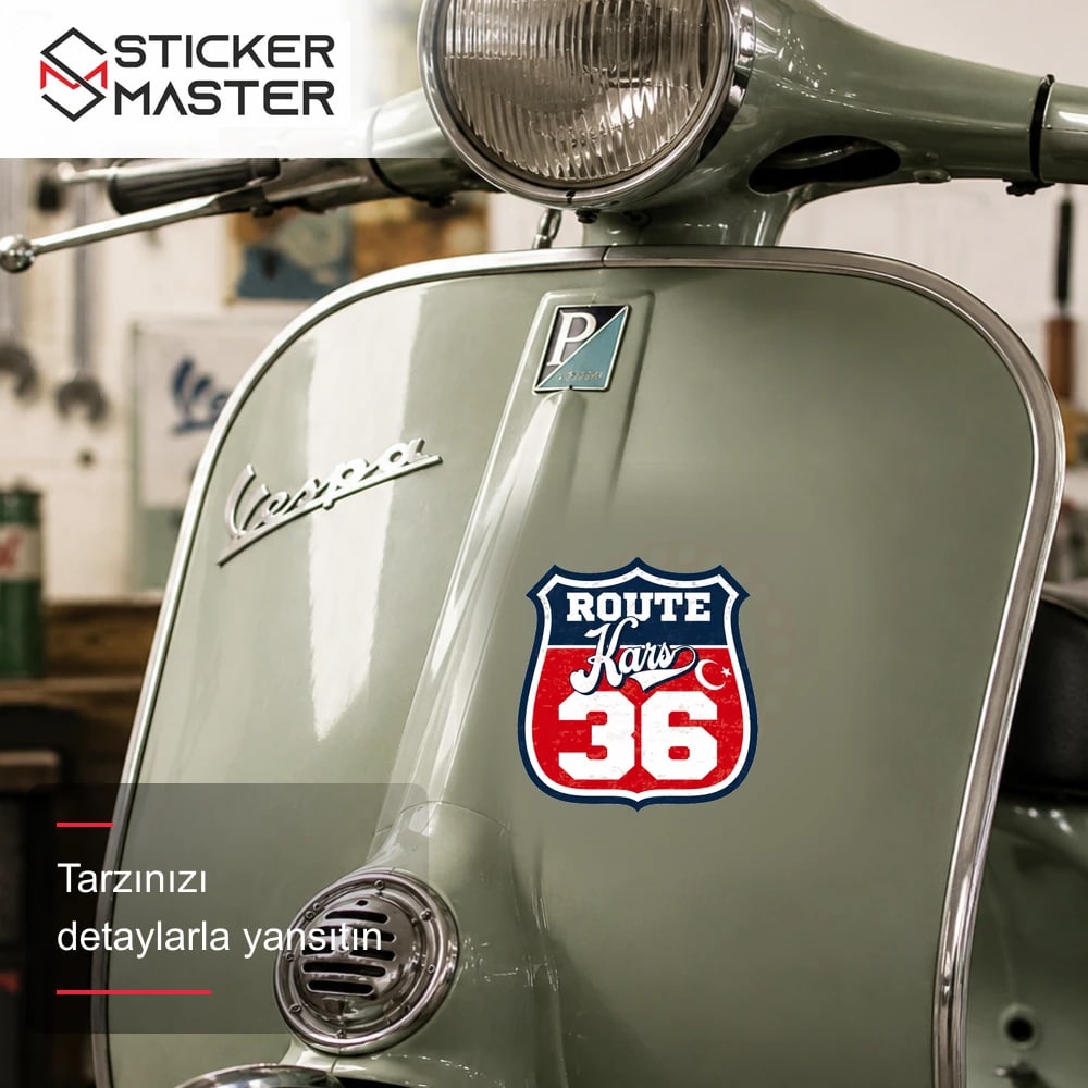 Vespa Uyumlu ROUP48 Route Kars 36 Sticker VSP1505 scooter üzerinde uygulama örneği - Sticker Master