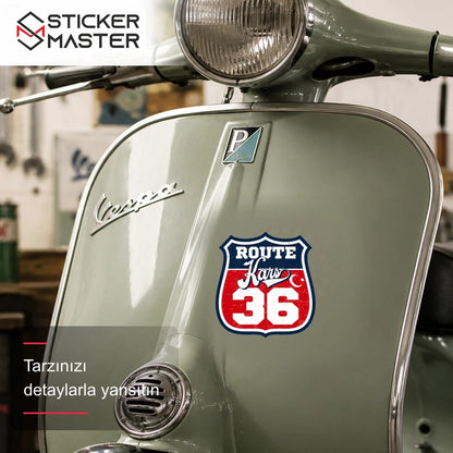 Vespa Uyumlu ROUP48 Route Kars 36 Sticker VSP1505 scooter üzerinde uygulama örneği - Sticker Master