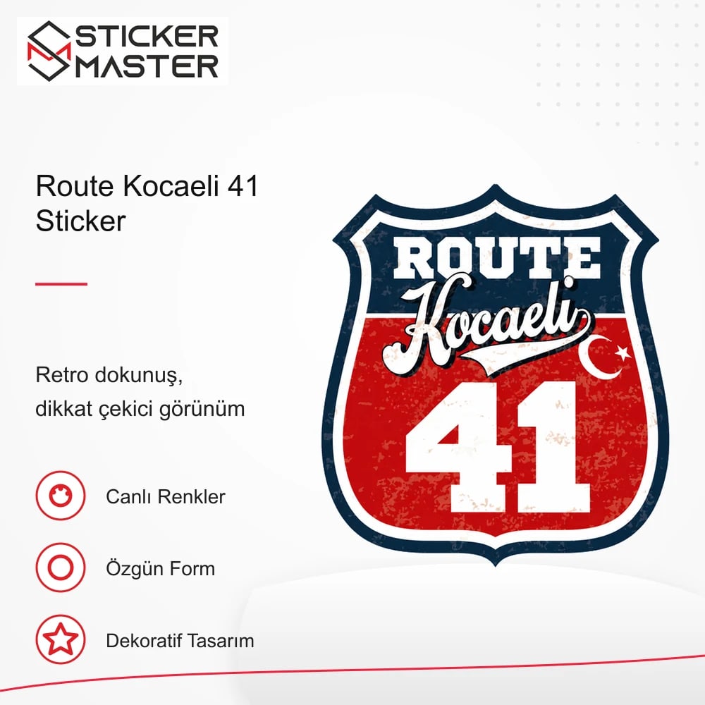 Vespa Uyumlu ROUP53 Route Kocaeli 41 Sticker VSP1510 retro tasarım ve kullanım özellikleri - Sticker Master