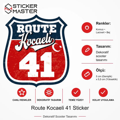 Vespa Uyumlu ROUP53 Route Kocaeli 41 Sticker VSP1510 ölçü, renk ve ürün bilgisi - 5 cm (Genişlik) x 5,5 cm (Yükseklik) - Sticker Master